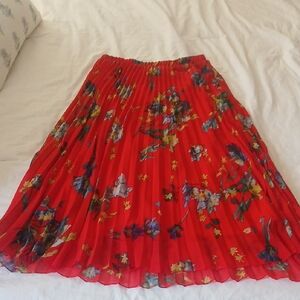 Vince Camuto Red Floral A-Line Skirt